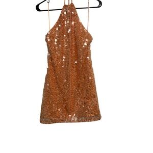 Toccin Sequin Minidress in Coral Size 6
